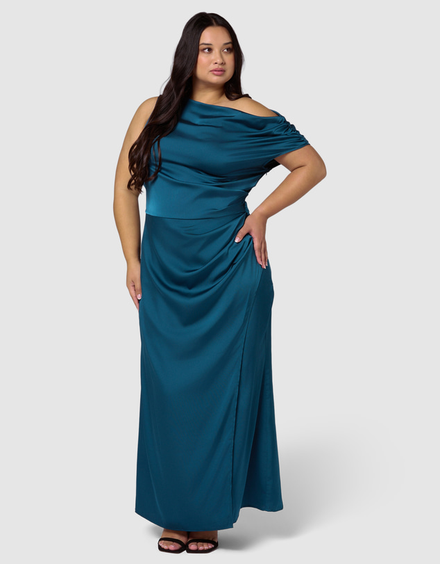 Pink Dusk by Curve Project - Infatuated Satin Maxi Dress