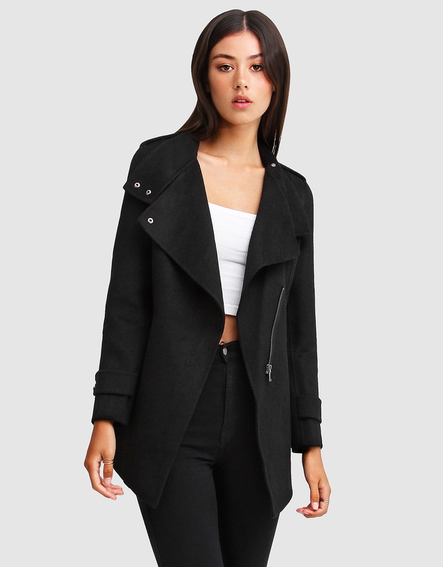 Belle & Bloom - Bad Girl Wool Blend Moto Coat