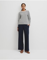 Country Road - Australian Good Earth Cotton Stripe Textured Slub Long Sleeve T-shirt