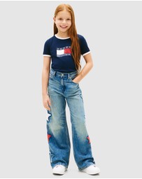 Tommy Hilfiger - Girls Wavy Flag Jersey Ringer T-Shirt - Teens
