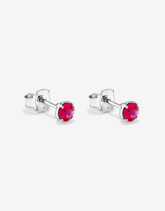 Michael Hill - Round Created Ruby Stud Earrings in Sterling Silver