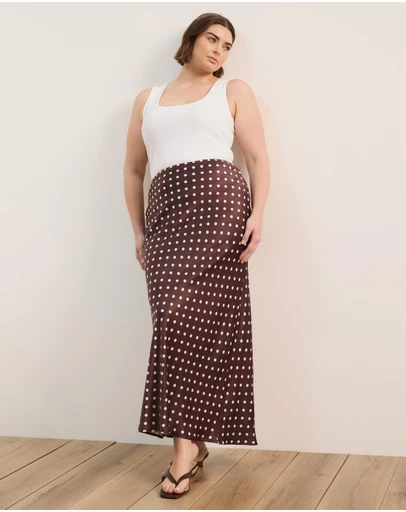 Atmos&Here Curvy - Joanne Satin Slip Skirt