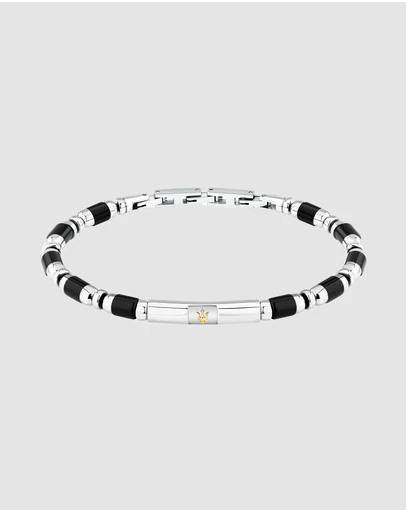 Maserati - Maserati Men's Iconic Agate Black Bracelet