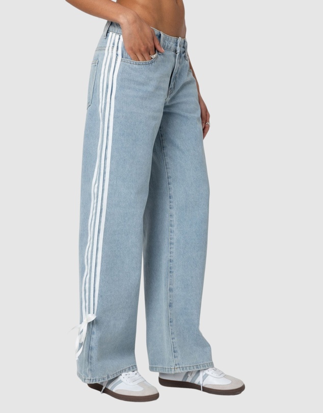 EDIKTED - Washed Low Rise Ribbon Jeans