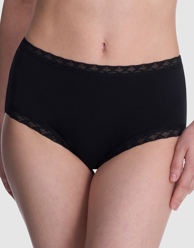 Natori - Bliss Lace Trim Pima Cotton High Waist Full Brief