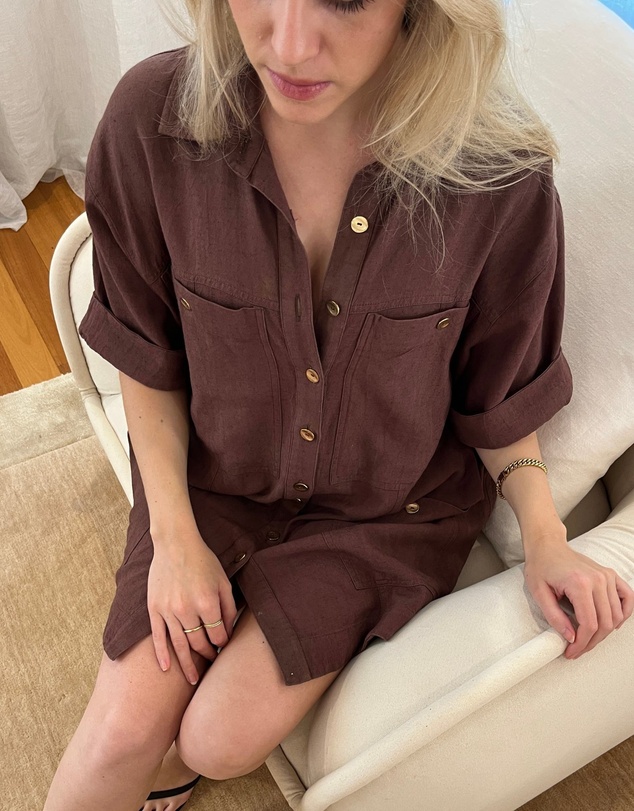 UNE PIECE - Short Sleeve Linen Mini Dress