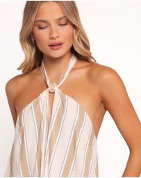Petal & Pup - Callista Mini Dress - Beige Stripe