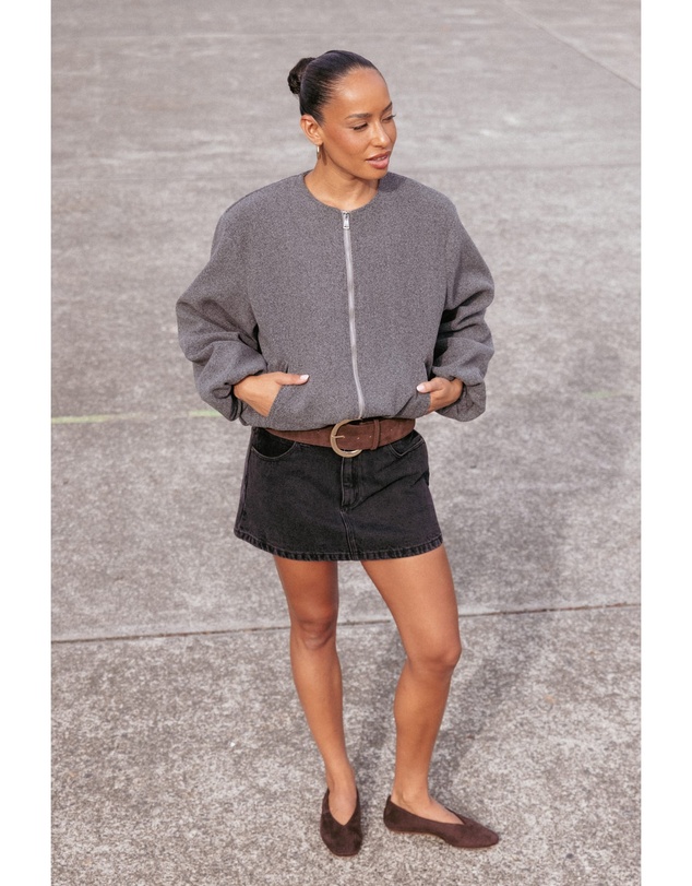 Petal & Pup - Elisa Cropped Bomber - Heather Grey