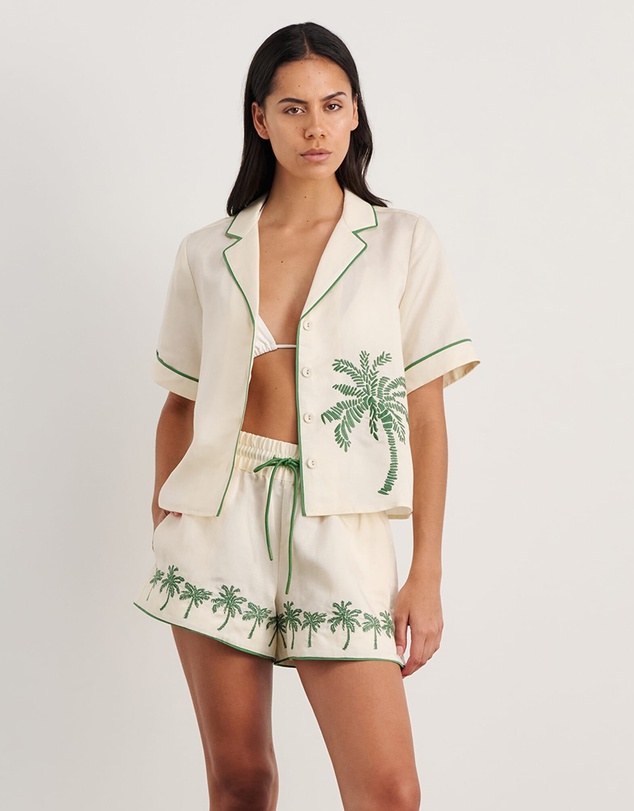 Jag - Palm Embroidered Shirt