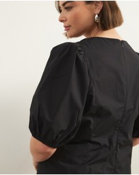Atmos&Here Curvy - Ally Cotton Puff Sleeve Midi Dress