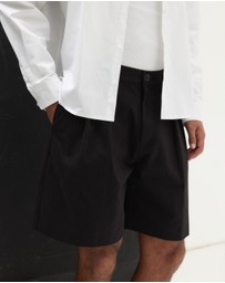 AERE - Pleated Cotton Tailored Shorts