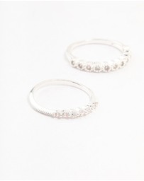 Lovisa - Silver Plated Fine Round Cubic Zirconia Stacking Rings 3-Pack