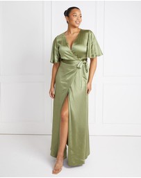 Six Stories - Wrap Tie Satin Bridesmaid Dress