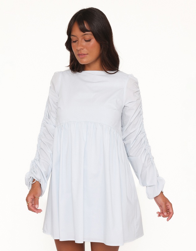 Petal & Pup - Micaela Long Sleeve Mini Dress - Baby Blue