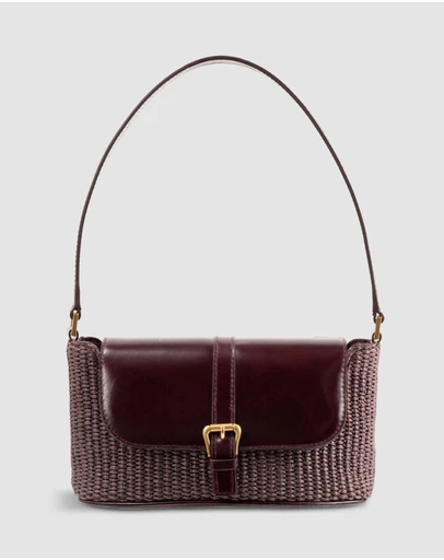 By Far - Miranda Baguette Raffia and Calf Leather Bag