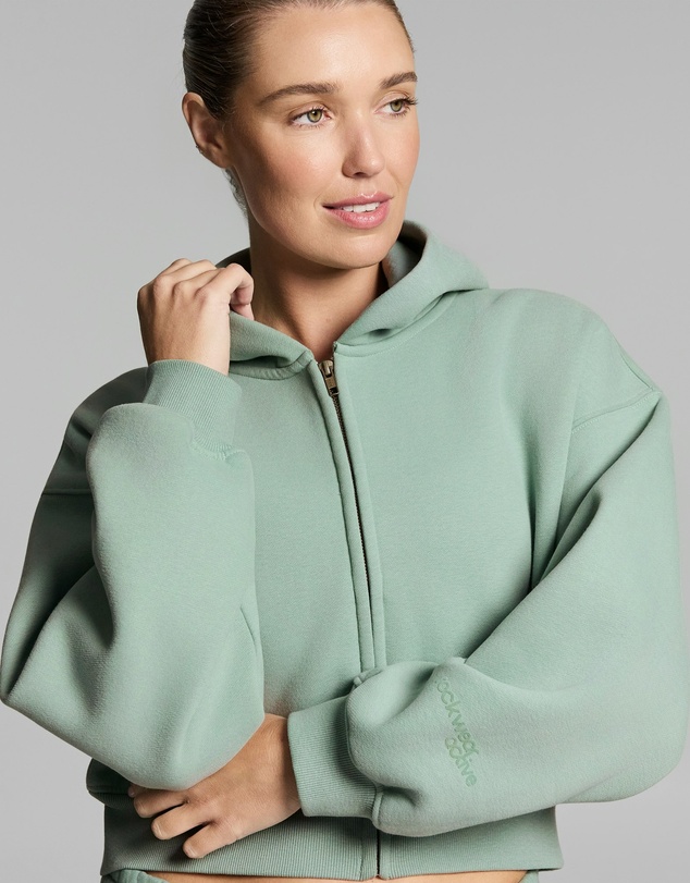 Rockwear - Luxe Fleece Cropped Zip Through Hoodie