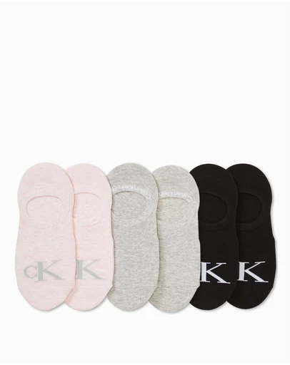 Calvin Klein - Womens 6 Pack Monogram Liner Socks