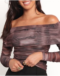 Petal & Pup - Byron Off Shoulder Top - Brown