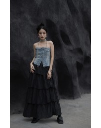 Glamorous - Long-breasted corseted denim top
