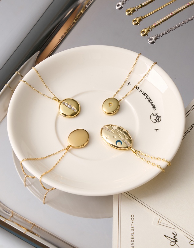 Wanderlust + Co - Falling Star Heirloom Locket Necklace