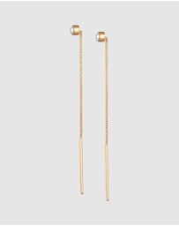 Elli Jewelry - Earrings Ear Hanger Pull Through Basic with Crystal in 925 Sterling Silver Gold Plated