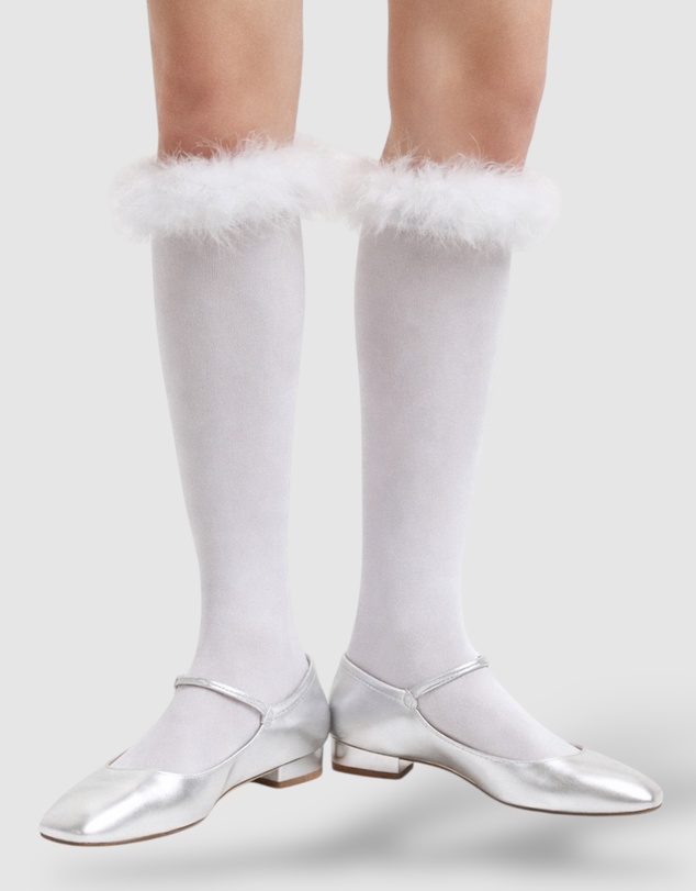 High Heel Jungle - Frou-Frou Faux Fur Trim Combed Cotton Socks