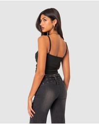EDIKTED - Twist Front Gathered Cut Out Tank Top