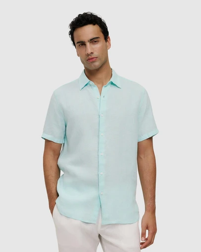 Trenery - Yarn Dyed Linen Short Sleeve Shirt