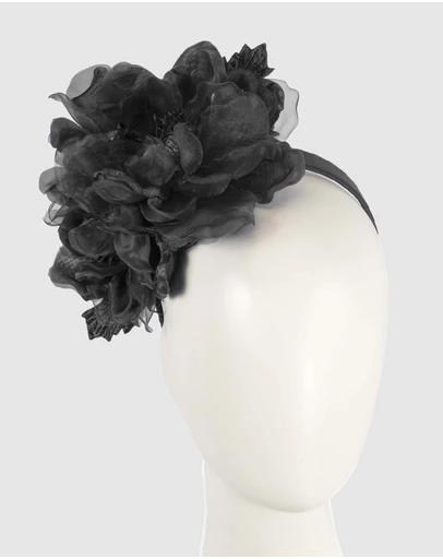 Fillies Collection - Large Black Flowers Headband