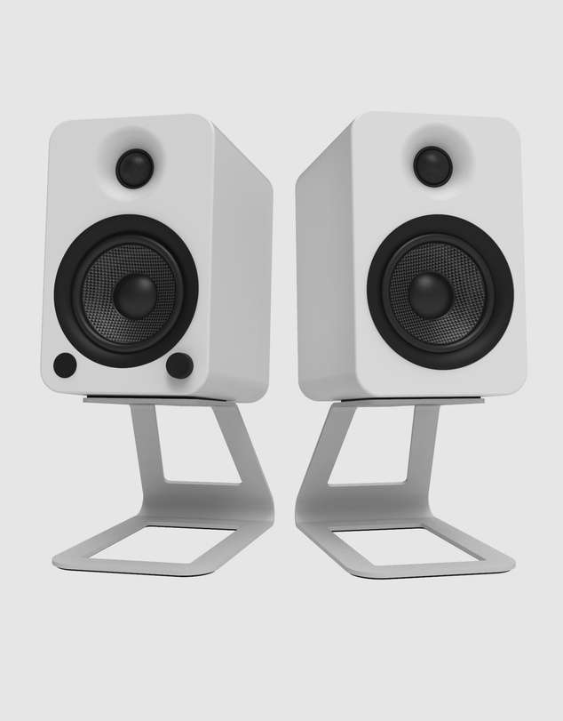 iWorld - Kanto SE4W Elevated Desktop Speaker Stands for Midsize Speakers - Pair, White