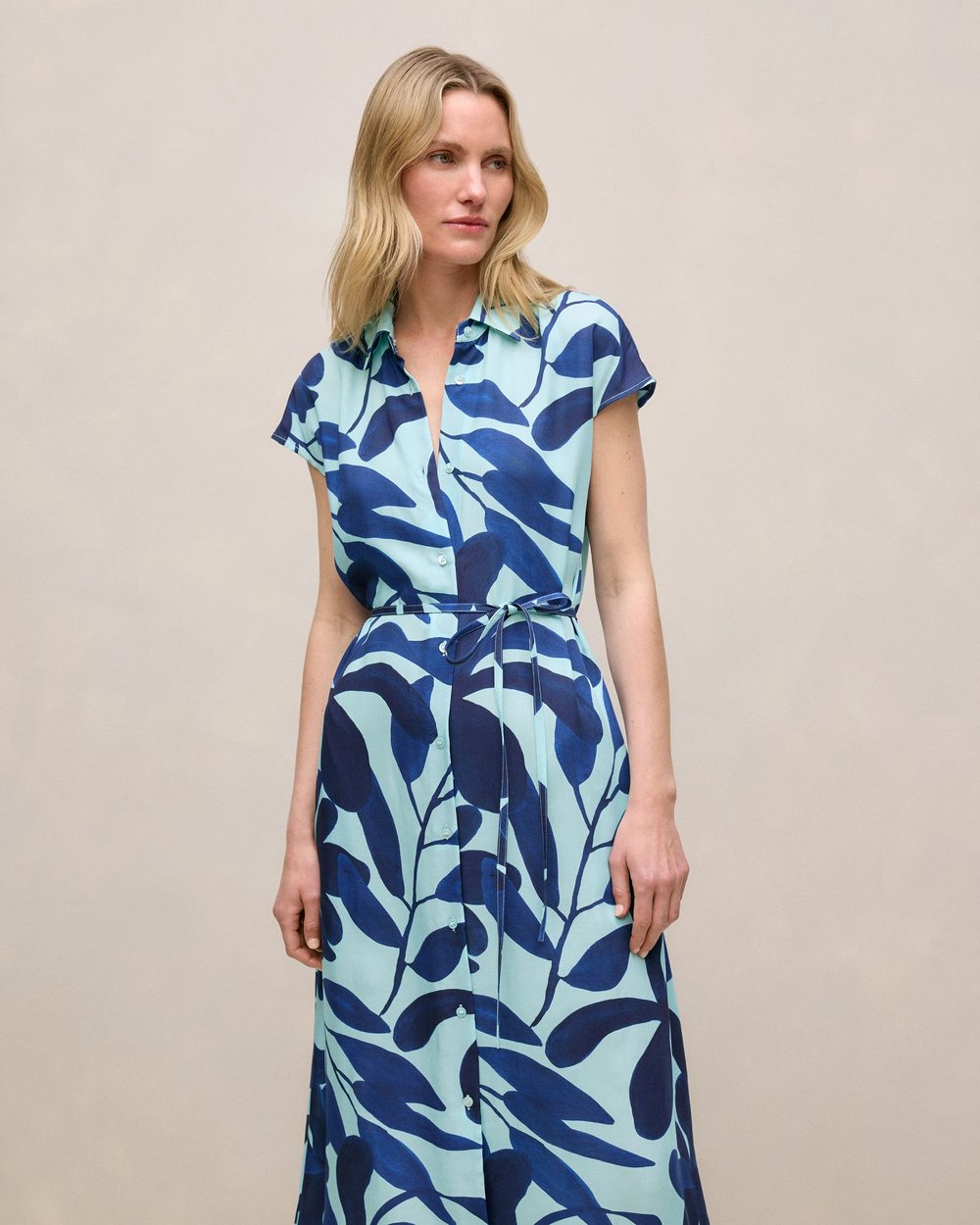 marea maxi shirt dress Stripe Cotton Maxi Shirt Dress Blue / S main image 0