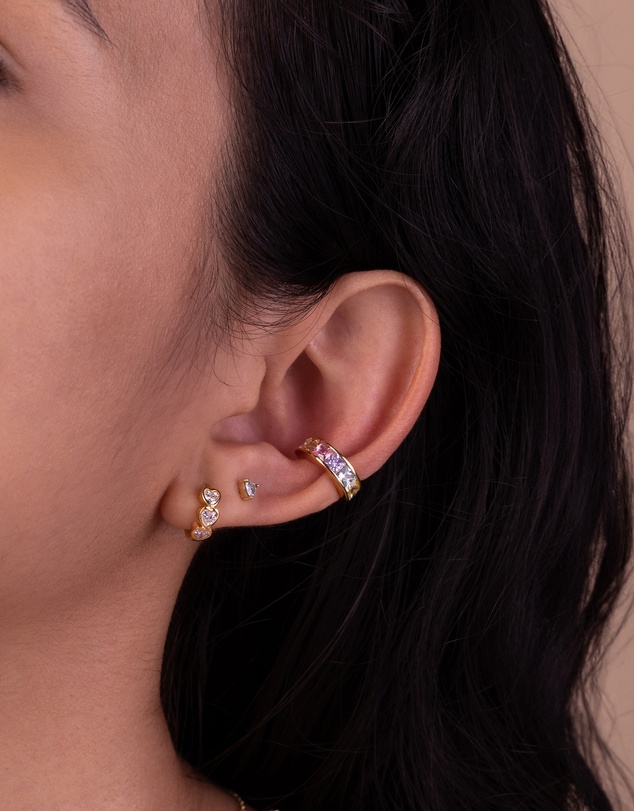 Wanderlust + Co - Rainbow Gem Gold 9mm Ear Cuff