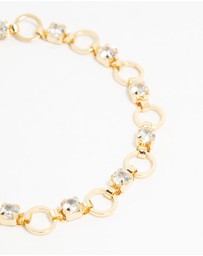Lovisa - Gold Plated Brass Alternating Cubic Zirconia Round Link Bracelet