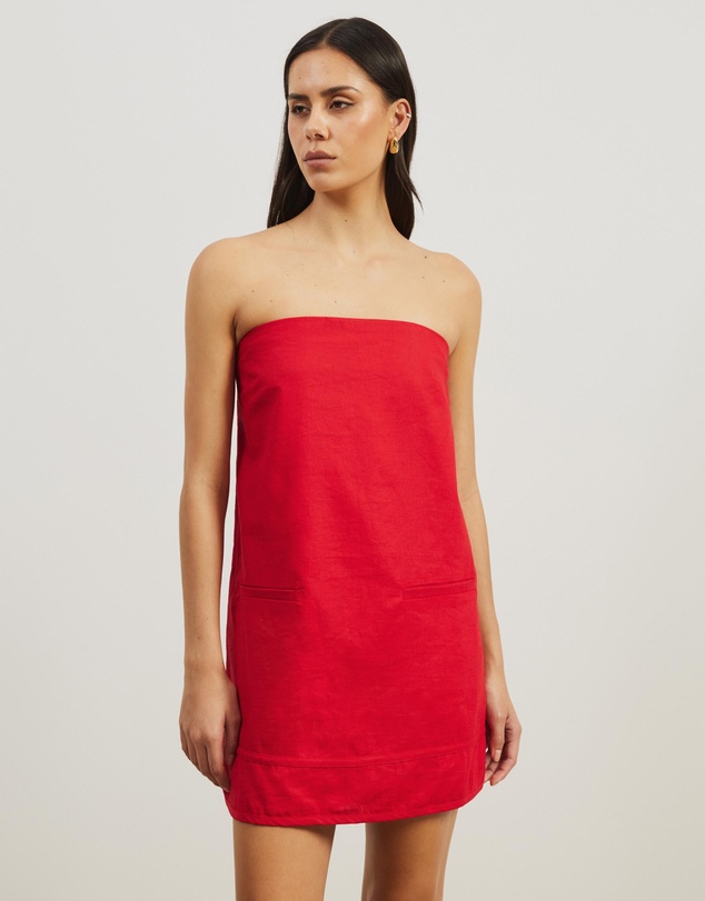 Atmos&Here - Koa Strapless Linen Blend Mini Dress