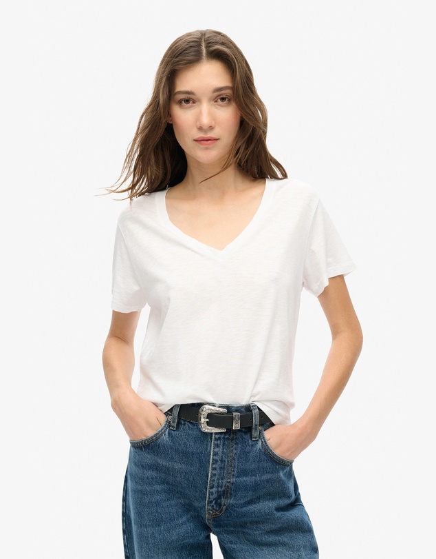 Superdry - Studios Slub Embroidered Vee Tee