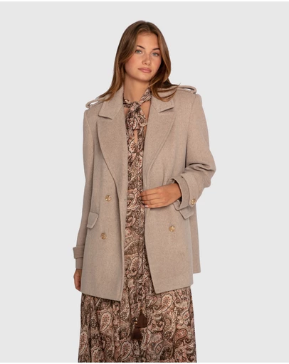 Belle & Bloom - Harbour Military Wool Blend Pea Coat
