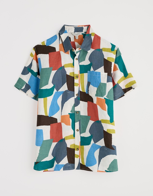 Seasalt - Seasalt Cornwall Multi Blue Heron Short Sleeve Shirt