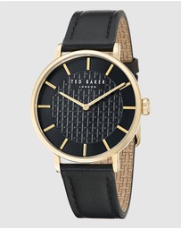 Ted Baker - Staciie Gents Gold-Tone Black Leather Watch