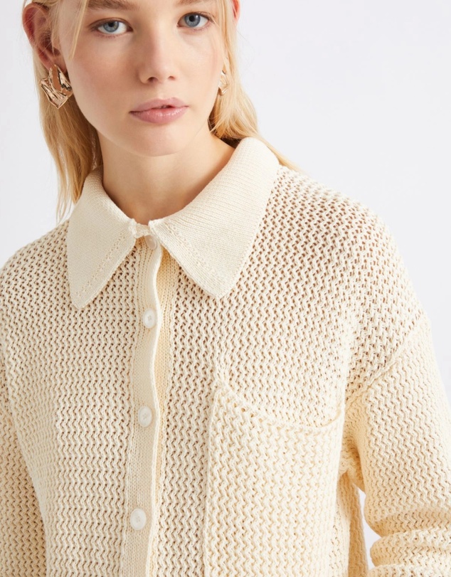 Marella - Cream Knit Collar Cardigan