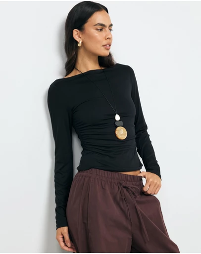 AERE - Cupro Boat Neck Top