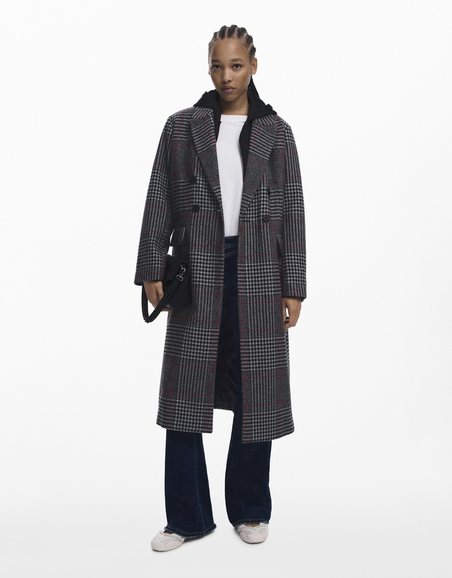 Desigual - Tartan coat removable hood