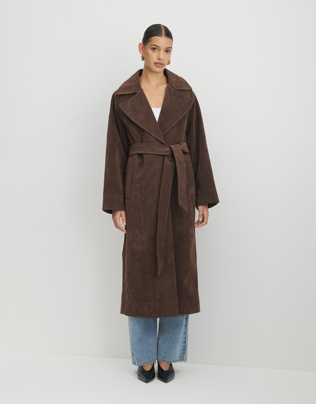 AERE - Anders Suede Look Oversized Coat