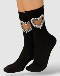 High Heel Jungle - Gem Crystal Heart Sock