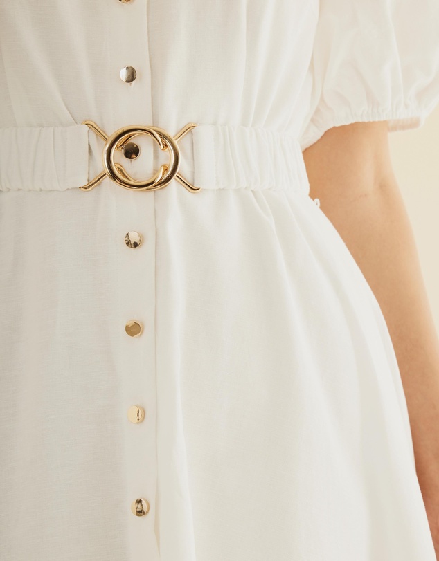 Atmos&Here - Kirrie Linen Blend Belted Midi Dress