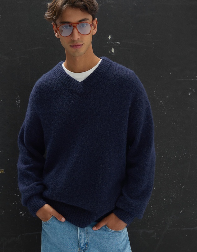 AERE - Wool Blend Slouched V-Neck Jumper
