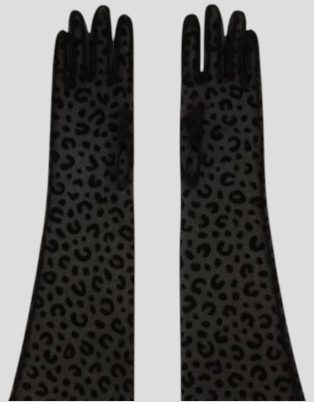 High Heel Jungle - Queen Leopard Print Sheer Mesh 55cm Opera Length Glove
