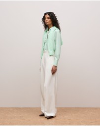 Trenery - Cotton Poplin Long Sleeve Shirt in Peppermint