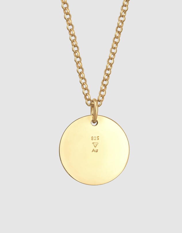 Elli Jewelry - Necklace Plate Pendant Classic Elegant in 926 Sterling Silver Gold Plated