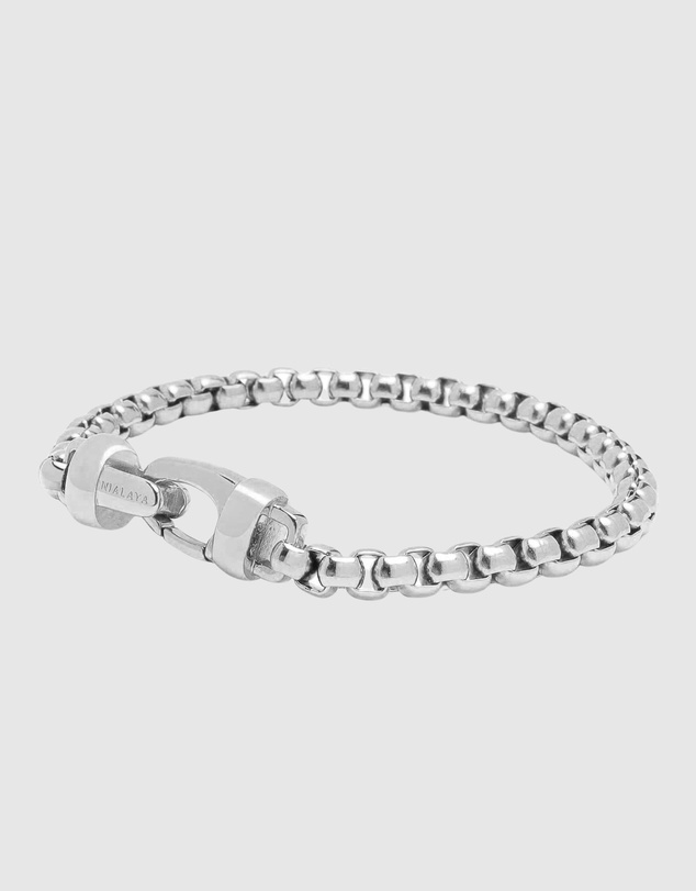 Nialaya Jewellery - Silver Box Chain Classic Bracelet