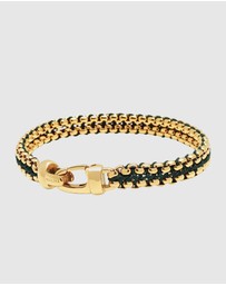 Nialaya Jewellery - Green Woven 8mm Box Chain Bracelet in Gold